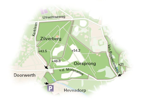 Landgoed Oorsprong en Zilverberg kaart